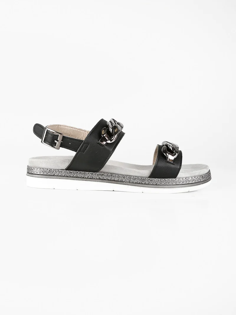 Sandali donna con catene - nero