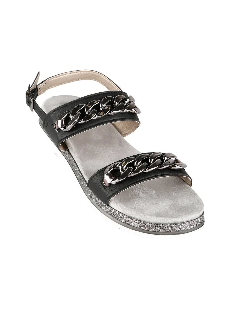 Sandali donna con catene - nero