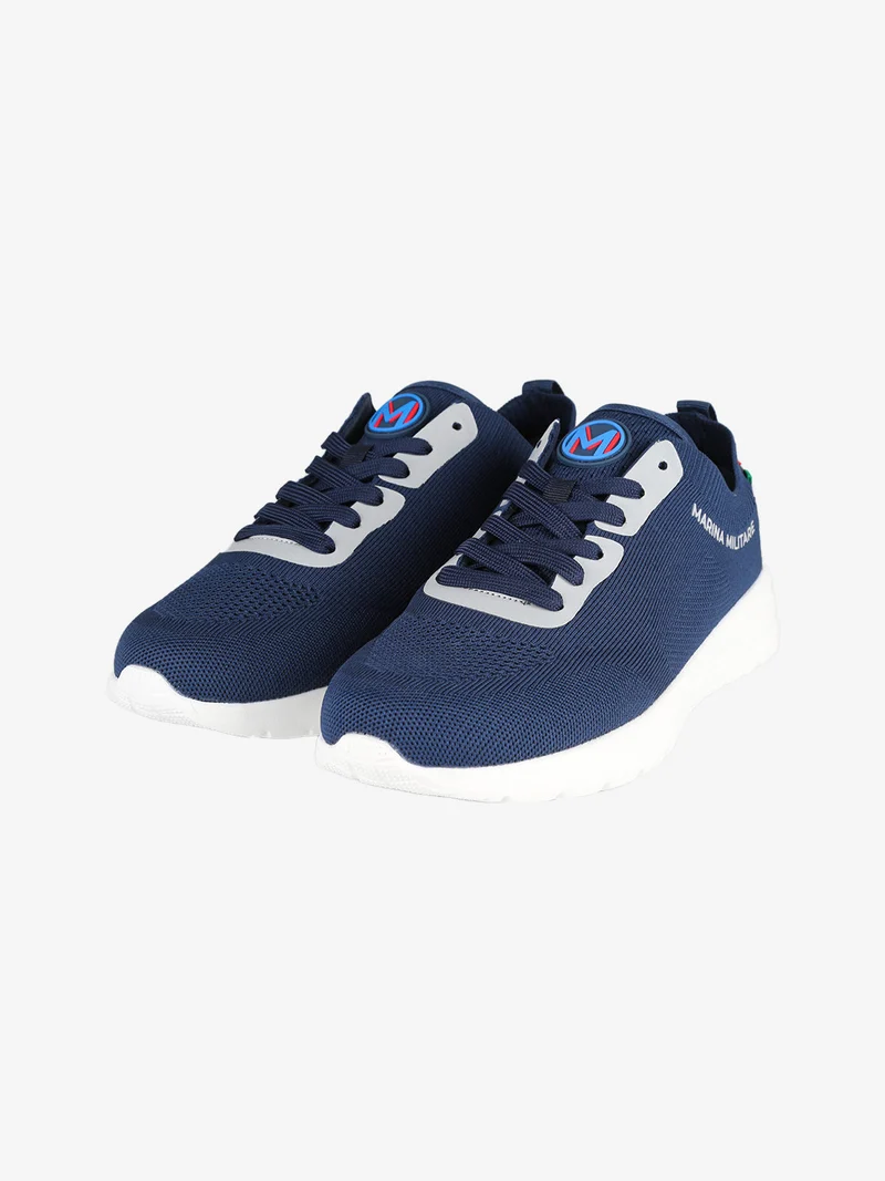 Sneakers da uomo stringate in maglia - blu scuro