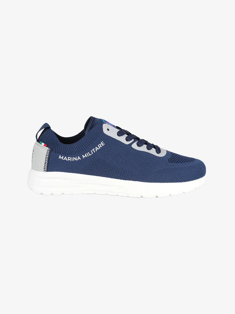Sneakers da uomo stringate in maglia - blu scuro