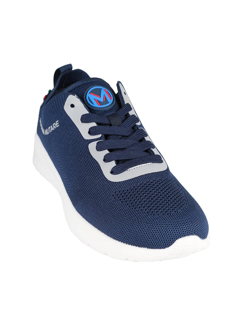Sneakers da uomo stringate in maglia - blu scuro