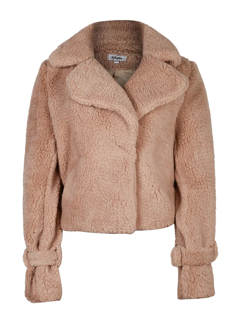 Giacca corta orsetto donna - cammello