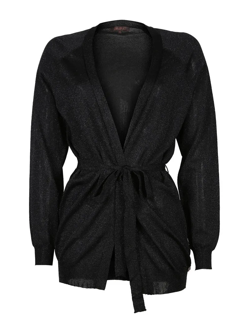 Cardigan donna aperto in lurex - nero