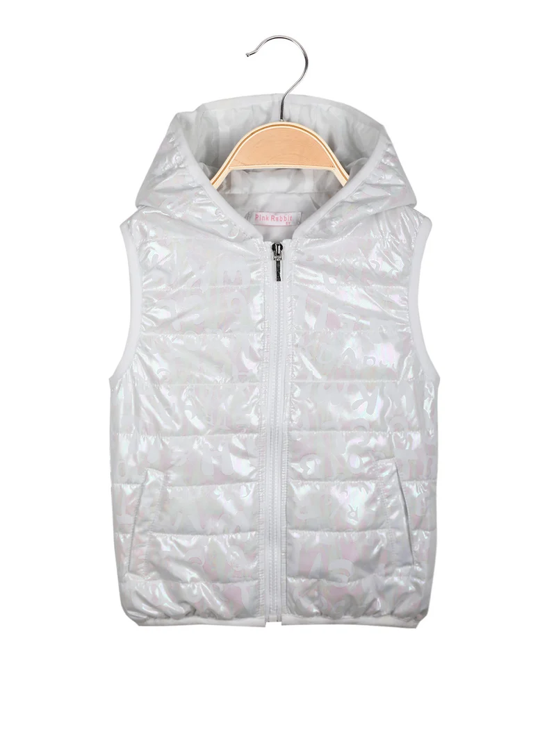 Gilet imbottito da bambina con cappuccio - bianco