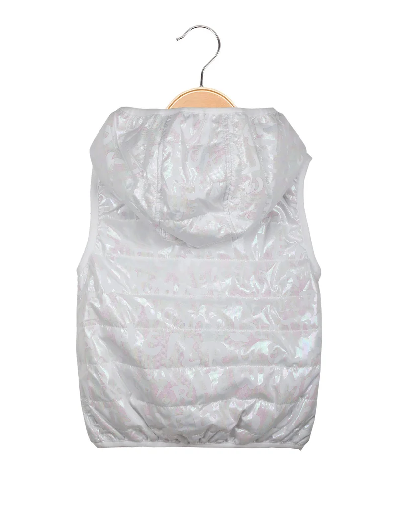 Gilet imbottito da bambina con cappuccio - bianco