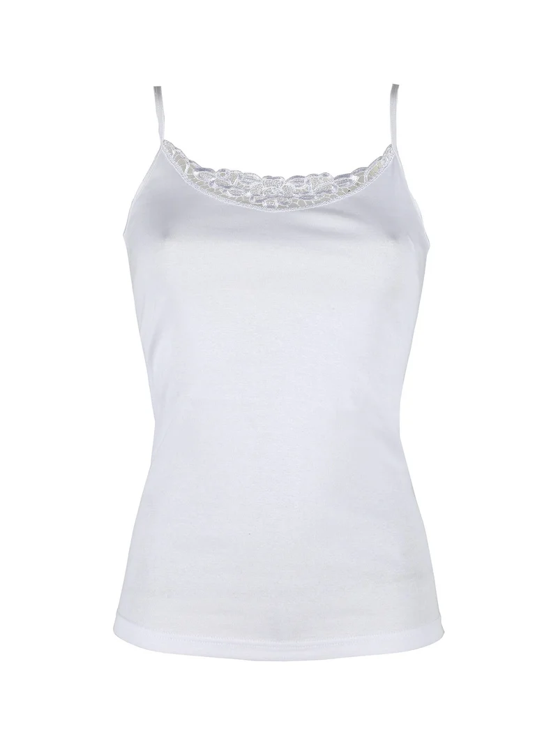 Canotta intima donna in filo di scozia con spalline sottili - bianco