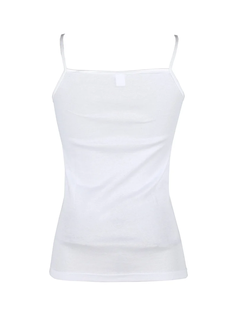 Canotta intima donna in filo di scozia con spalline sottili - bianco