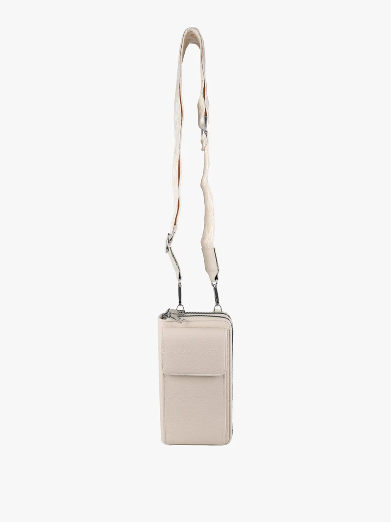 Borsetta portafoglio a tracolla con porta telefono - beige