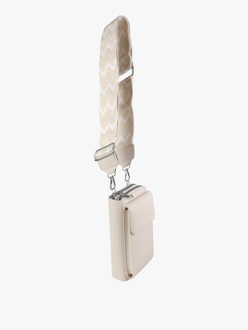 Borsetta portafoglio a tracolla con porta telefono - beige