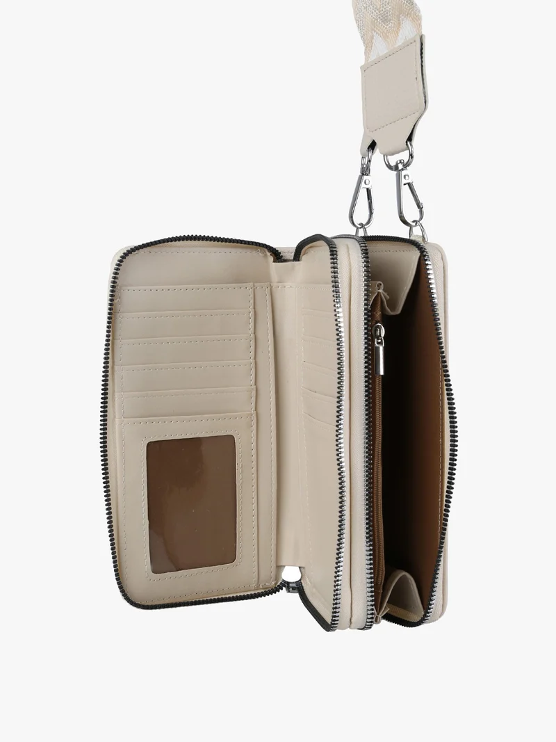 Borsetta portafoglio a tracolla con porta telefono - beige