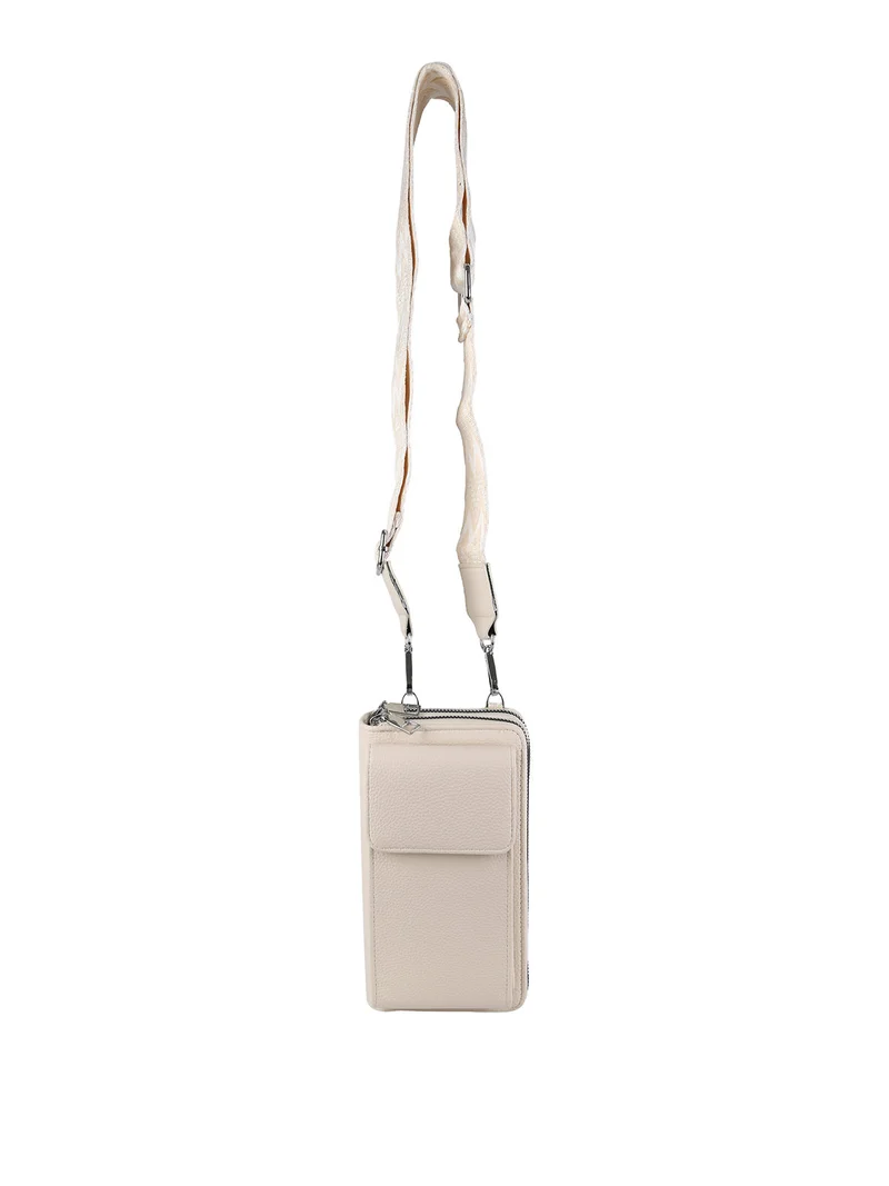 Borsetta portafoglio a tracolla con porta telefono - beige