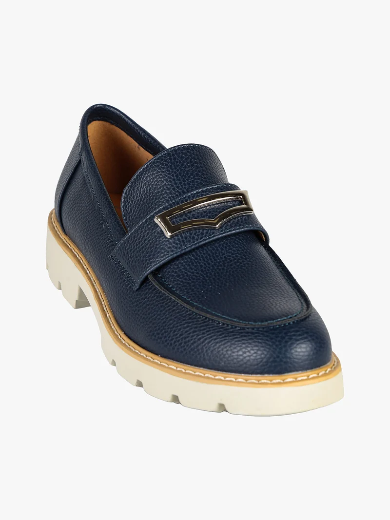Mocassini donna con suola rialzata - blu scuro