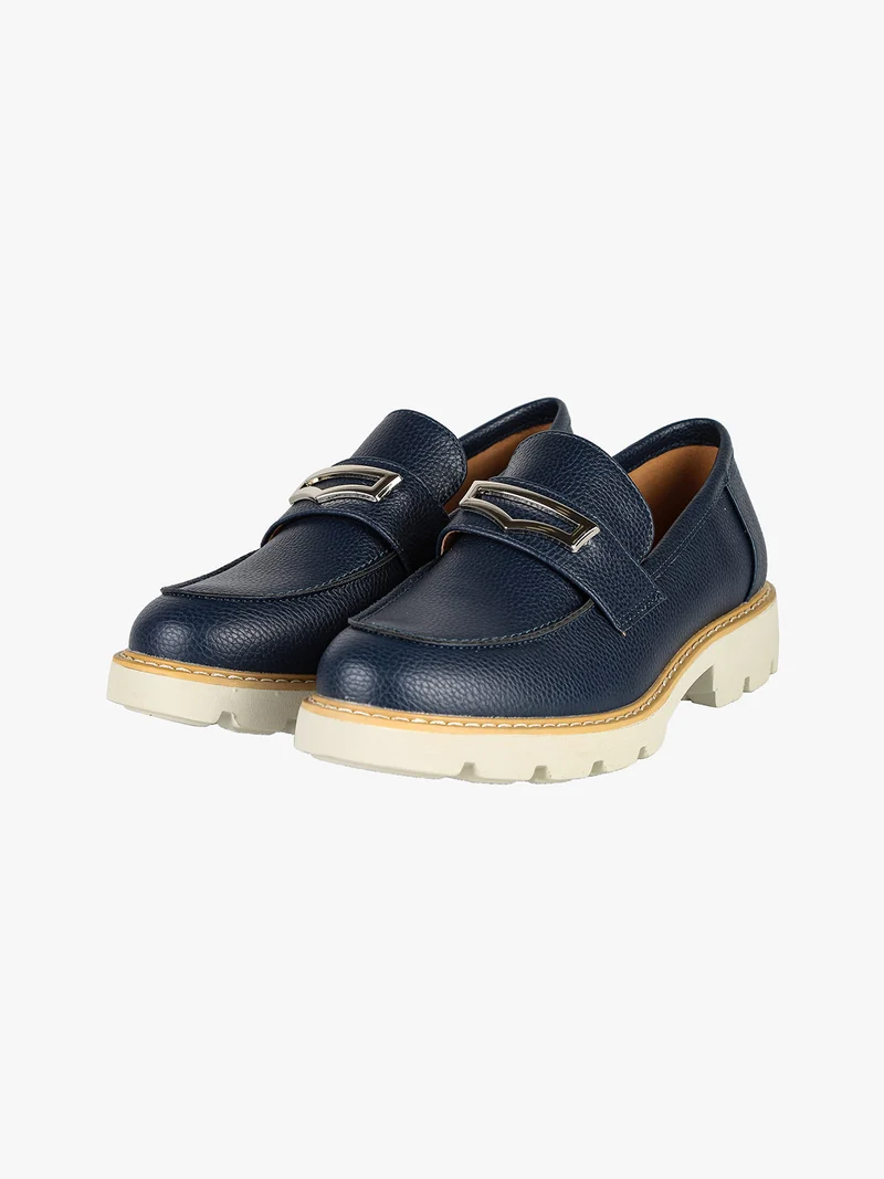 Mocassini donna con suola rialzata - blu scuro