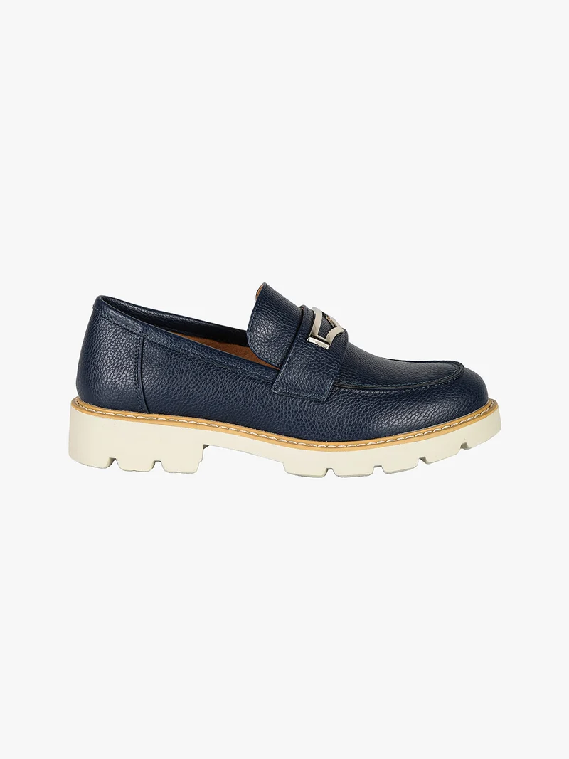 Mocassini donna con suola rialzata - blu scuro