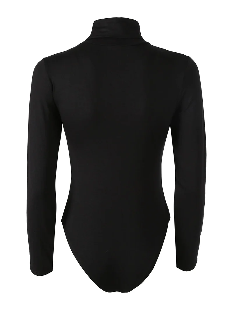 Body dolcevita da donna a maniche lunghe - nero