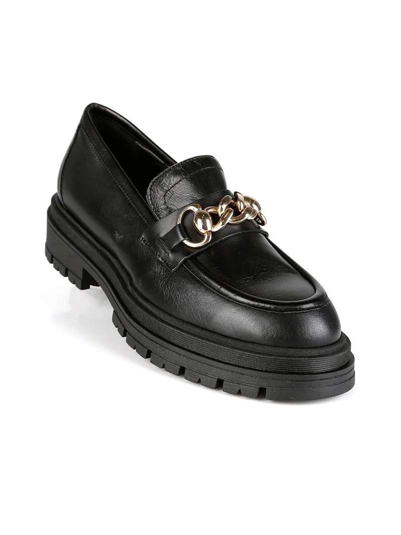 Mocassini in pelle donna con platform - nero
