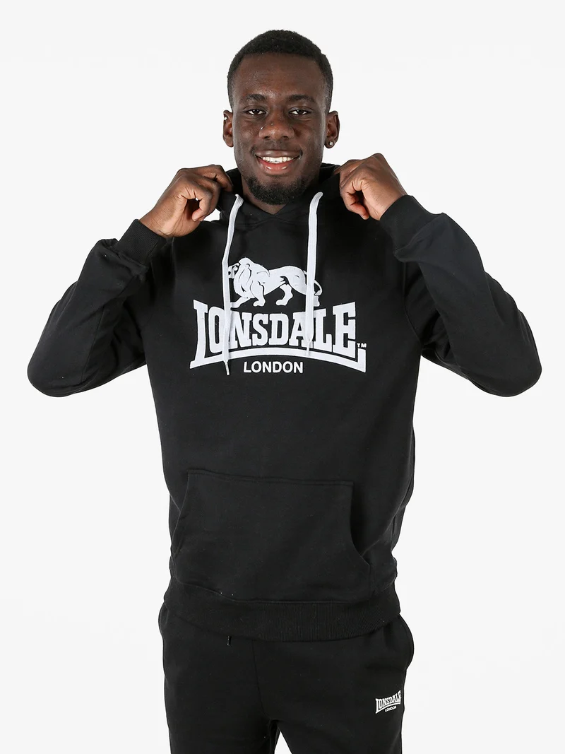 Felpa sportiva da uomo con cappuccio e logo - nero