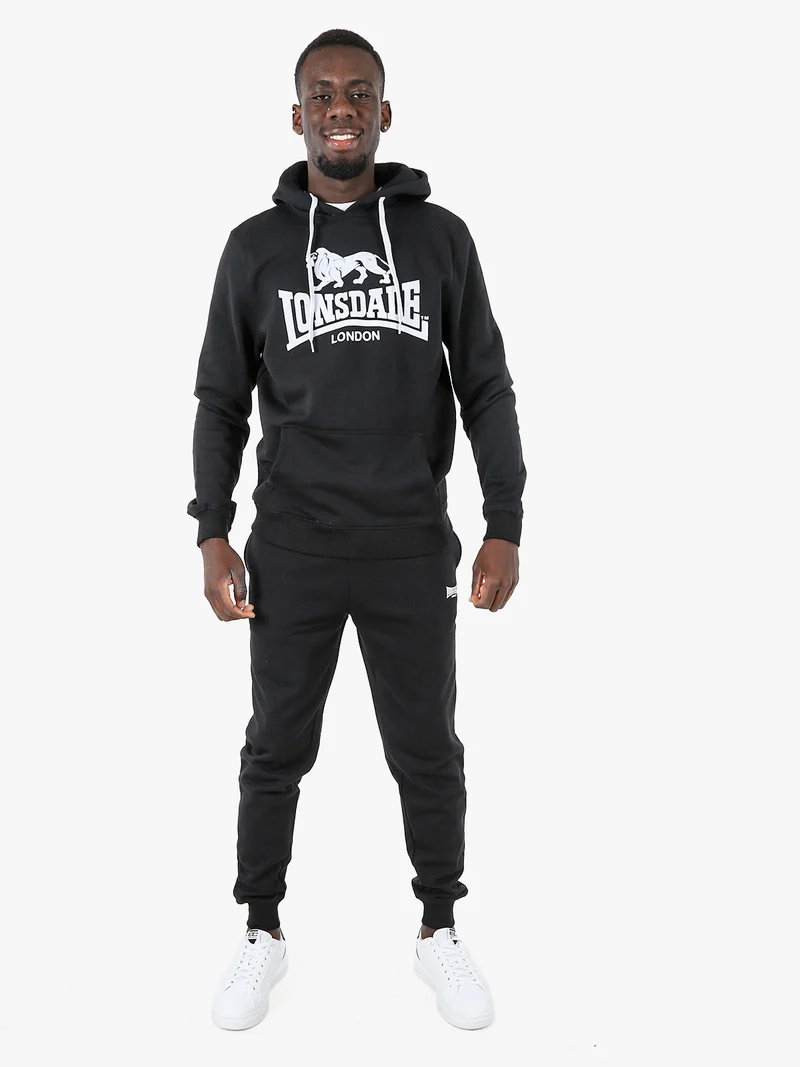Felpa sportiva da uomo con cappuccio e logo - nero