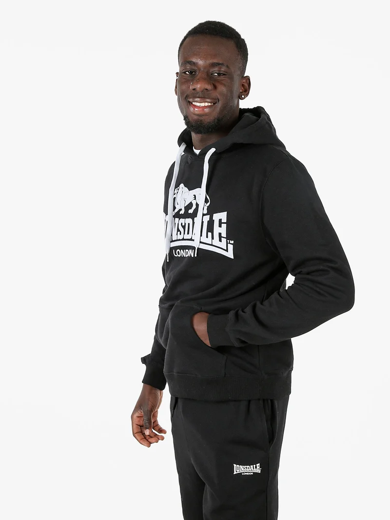 Felpa sportiva da uomo con cappuccio e logo - nero