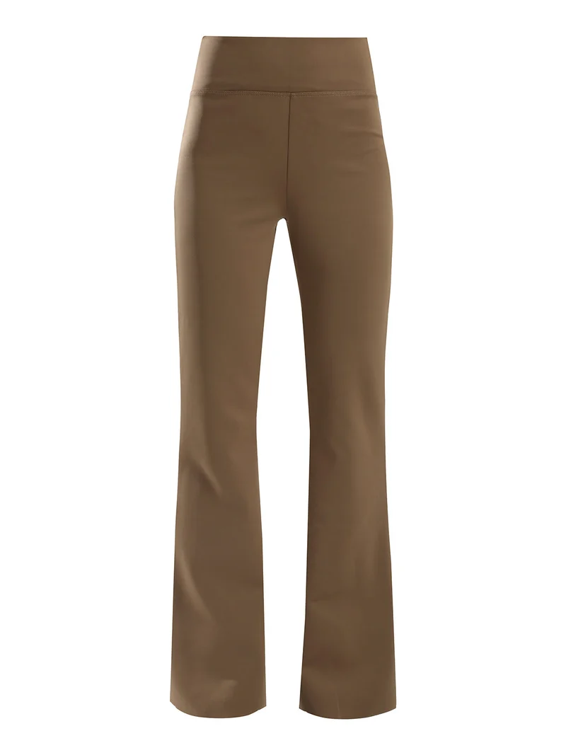 Leggings donna a gamba larga con finale in taglio vivo - marrone