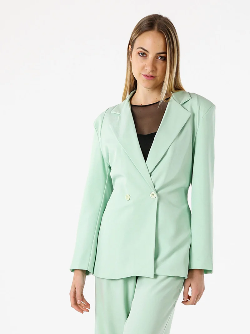 Blazer elegante da donna a doppiopetto con bottoni - acqua marina