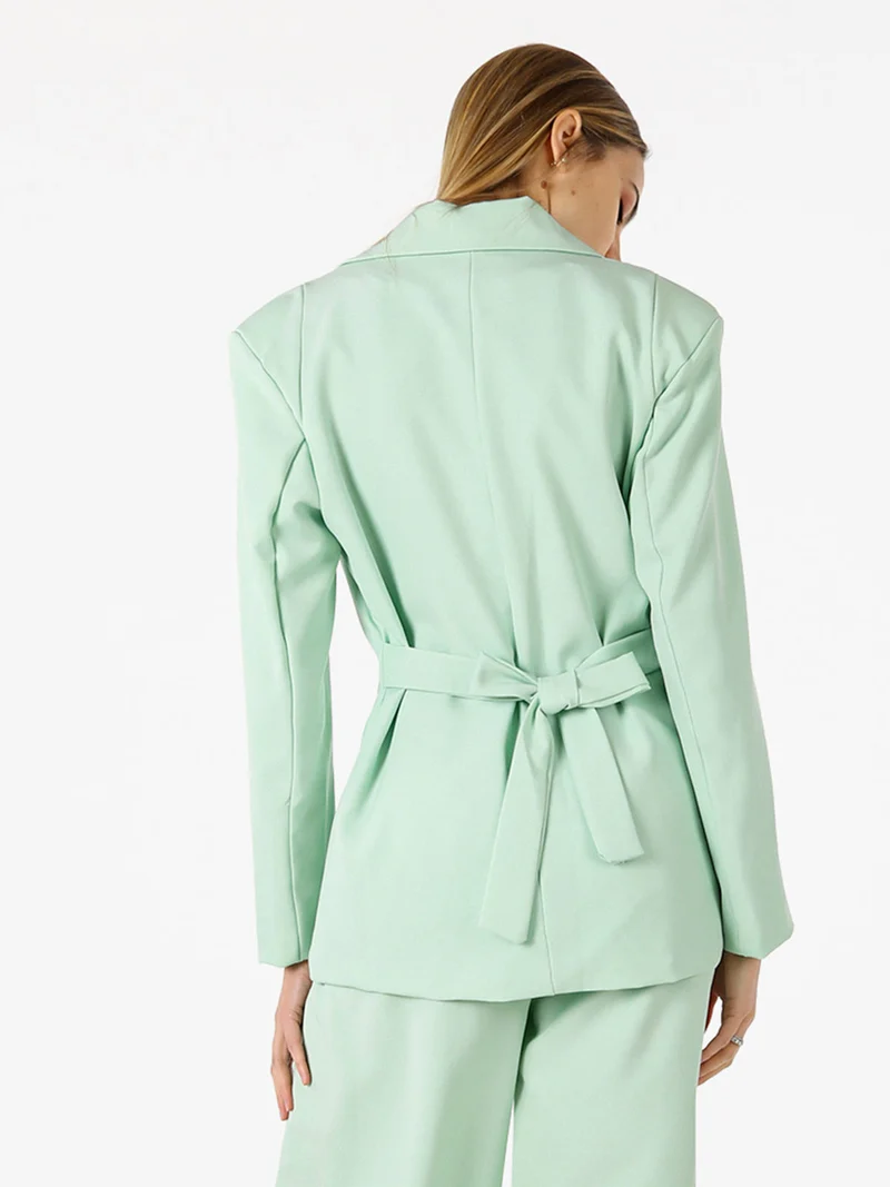 Blazer elegante da donna a doppiopetto con bottoni - acqua marina
