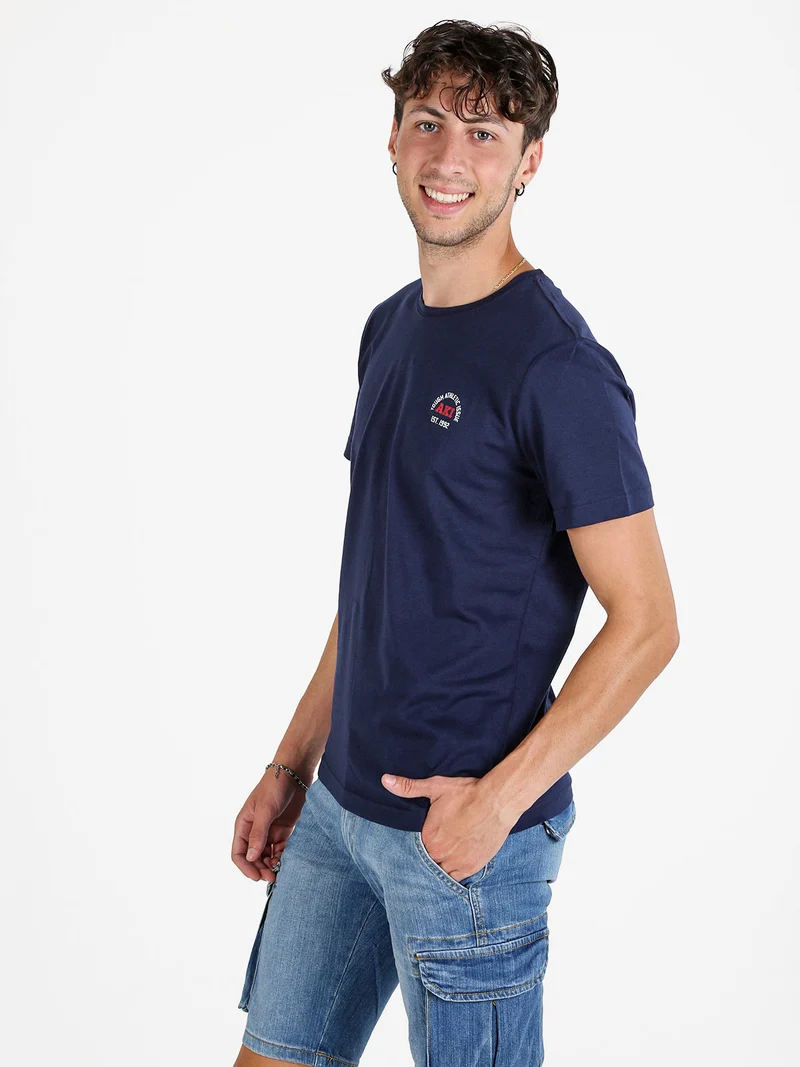 T-shirt uomo in cotone tinta unita - blu scuro