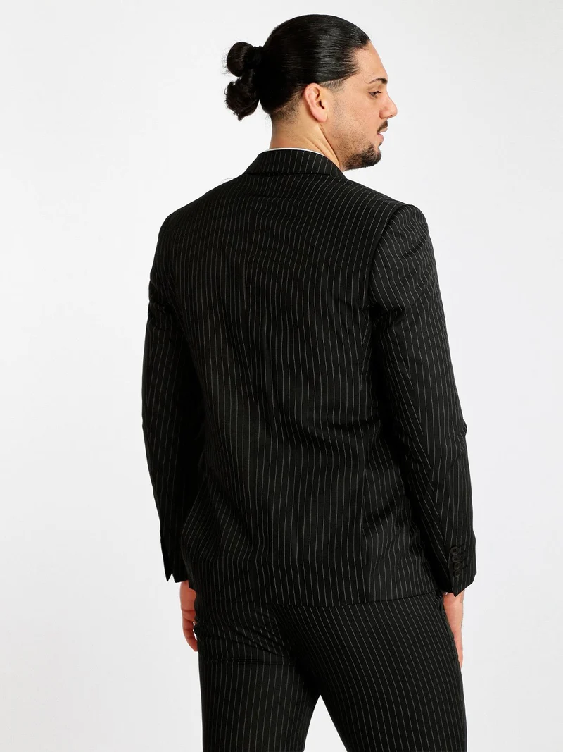 Completo elegante da uomo gessato - nero