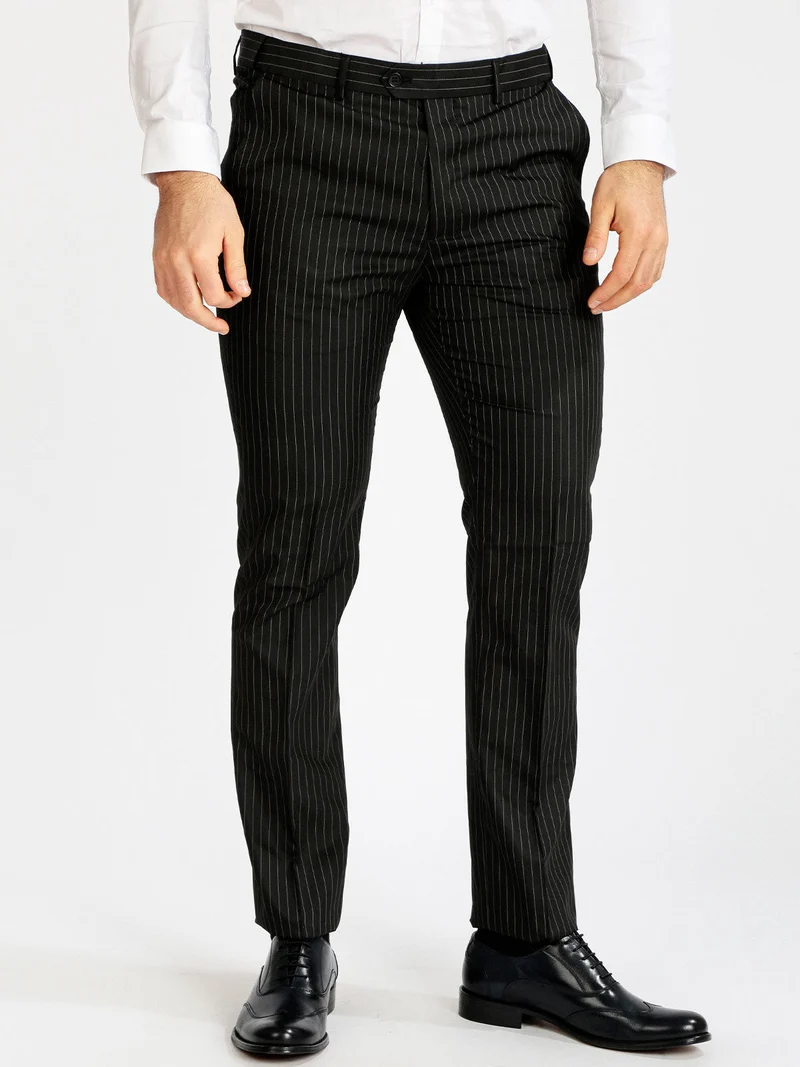 Completo elegante da uomo gessato - nero
