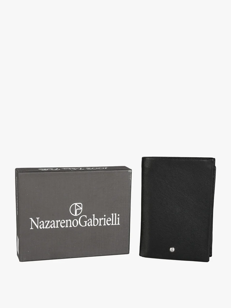 Portafoglio a libro in pelle da uomo - nero