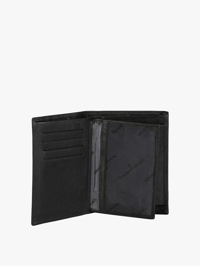 Portafoglio a libro in pelle da uomo - nero