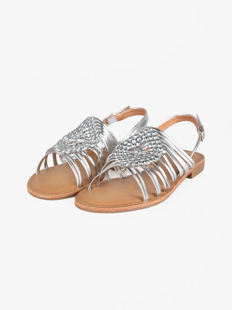 Sandali bassi intrecciati donna - argento