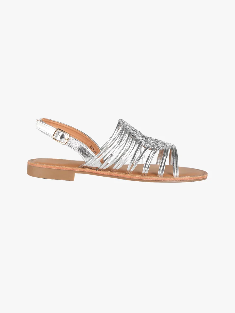 Sandali bassi intrecciati donna - argento