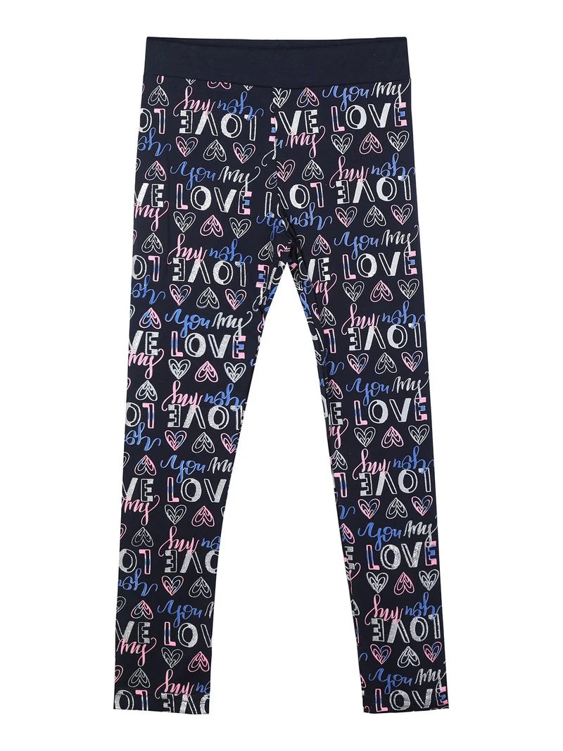 Leggings stampati da bambina con fascia elastica - blu