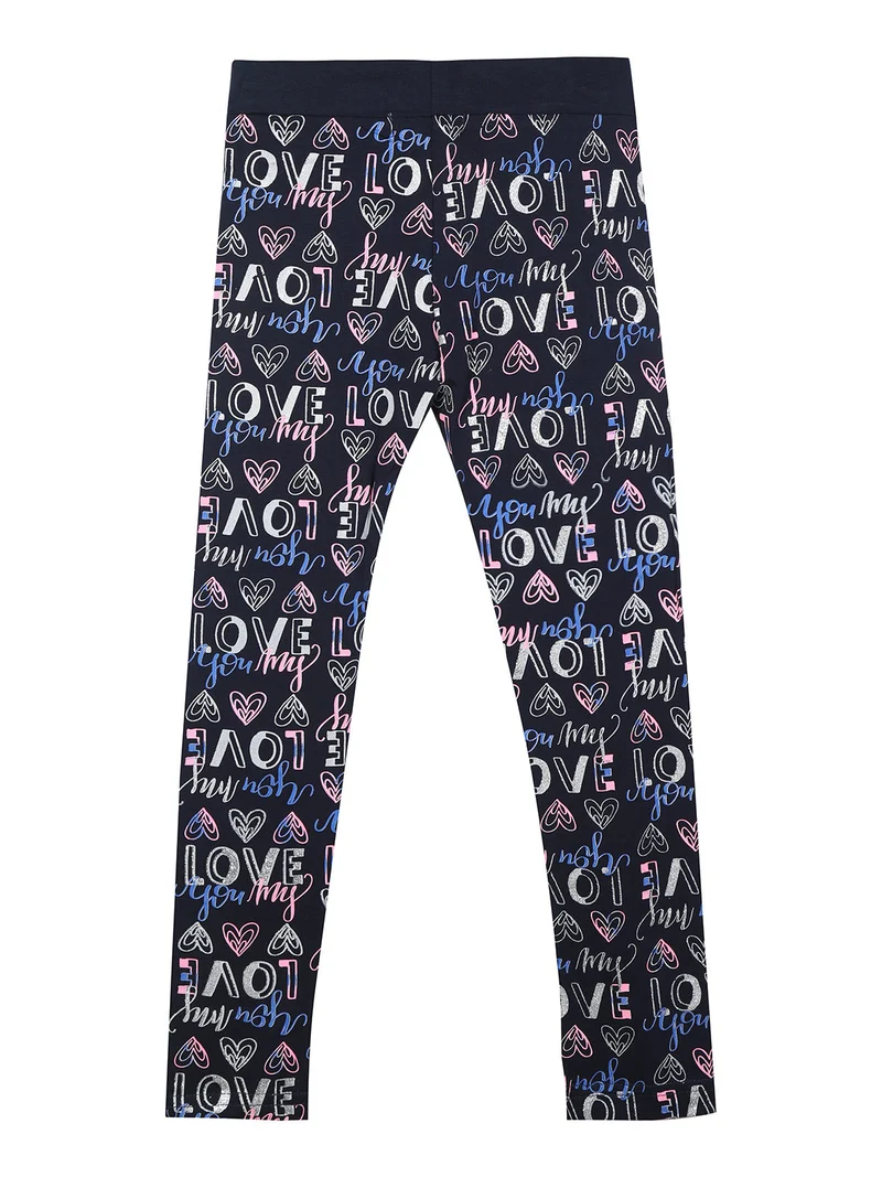 Leggings stampati da bambina con fascia elastica - blu