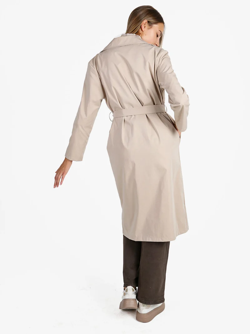 Trench lungo da donna a doppiopetto - beige