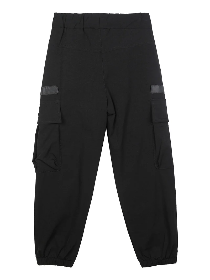 Pantaloni impermeabili da ragazzo con tasconi e polsini - nero