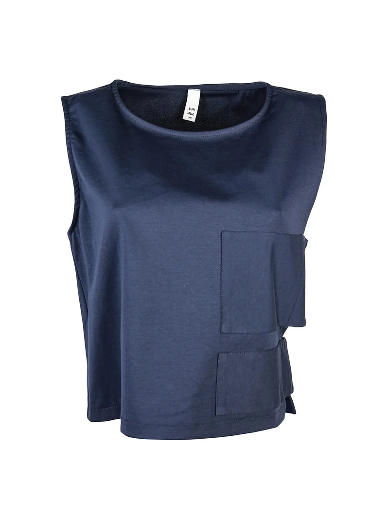 Top donna oversize in misto cotone - blu scuro