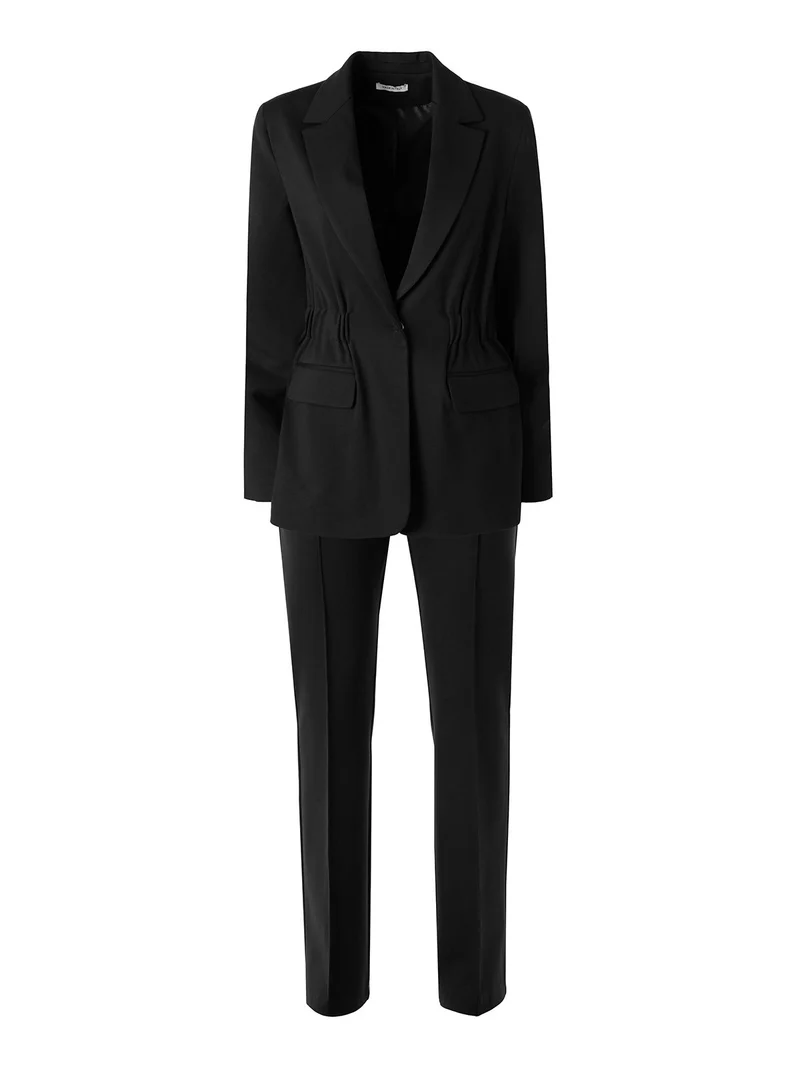 Completo elegante da donna con blazer e pantaloni con finale a zampa - nero