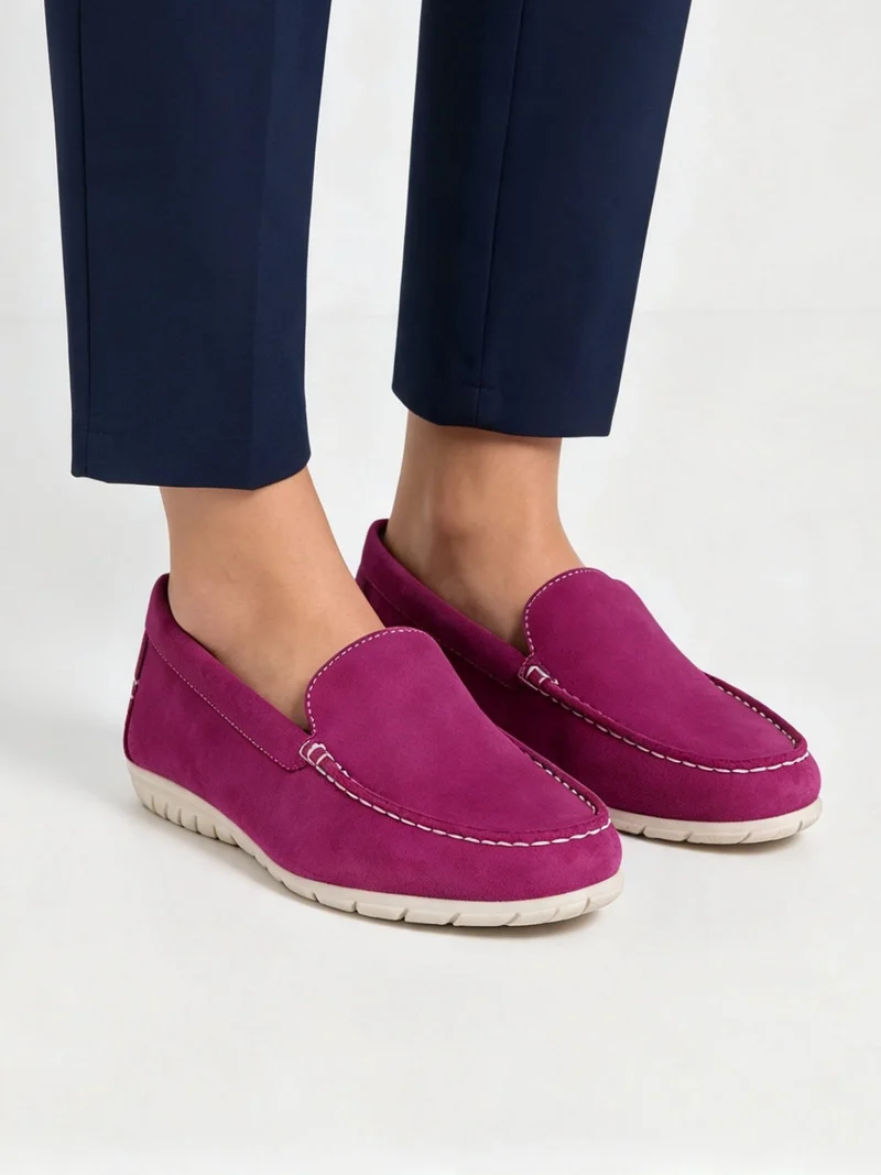 Mocassini in vera pelle scamosciata donna - fucsia