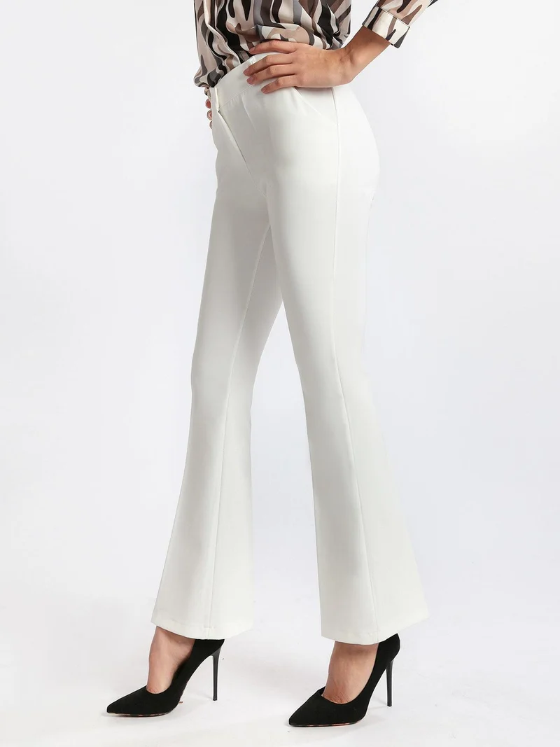 Pantaloni classici a zampa - bianco