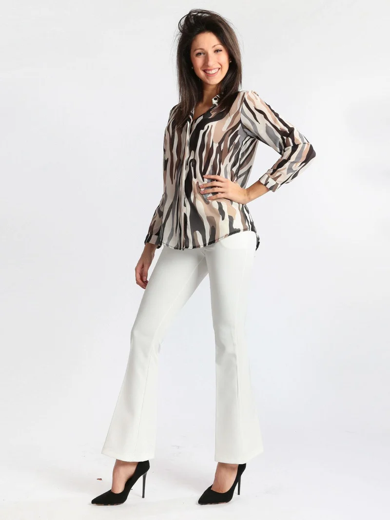 Pantaloni classici a zampa - bianco