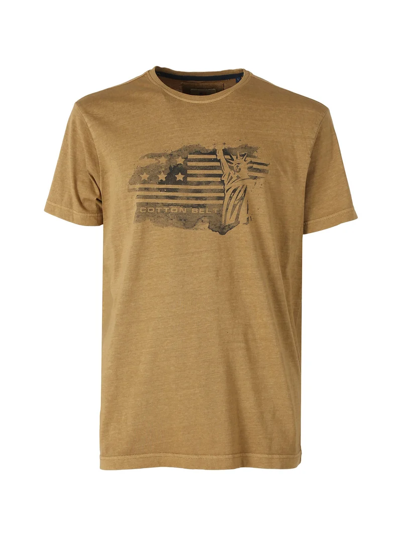 T-shirt da uomo in cotone con stampa - marrone