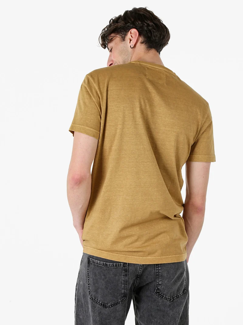 T-shirt da uomo in cotone con stampa - marrone