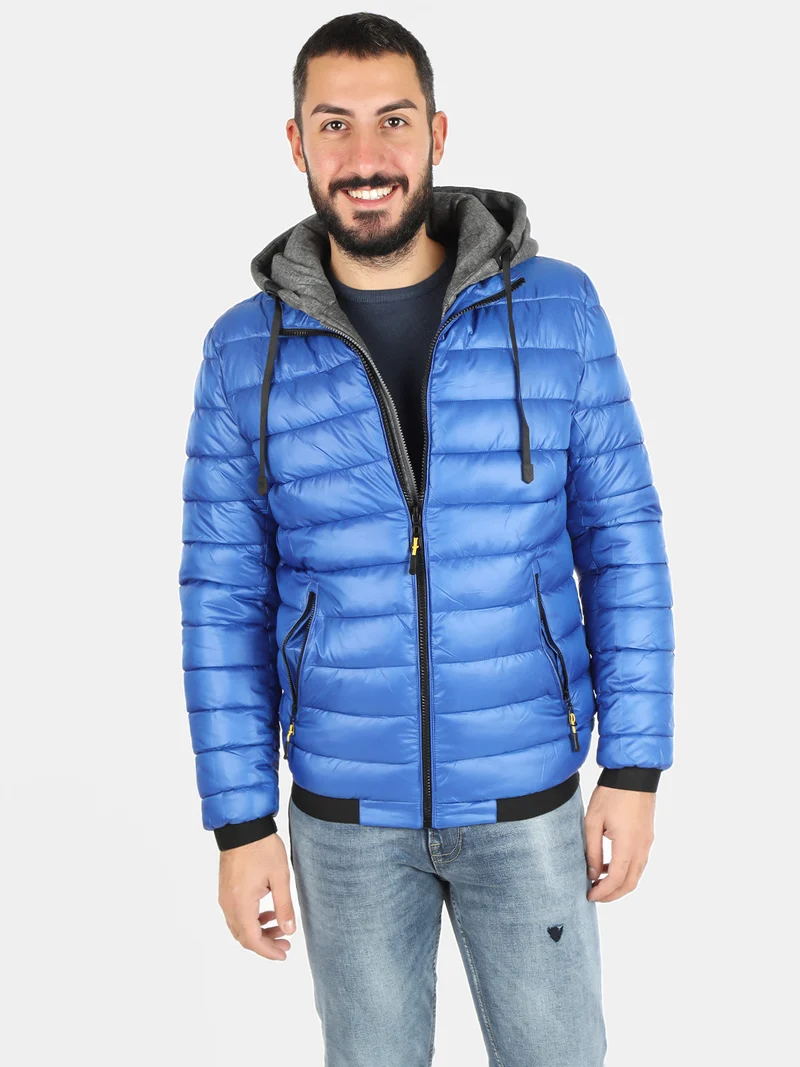 Giubbotto uomo imbottito con cappuccio - bluette