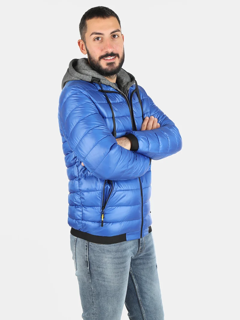 Giubbotto uomo imbottito con cappuccio - bluette