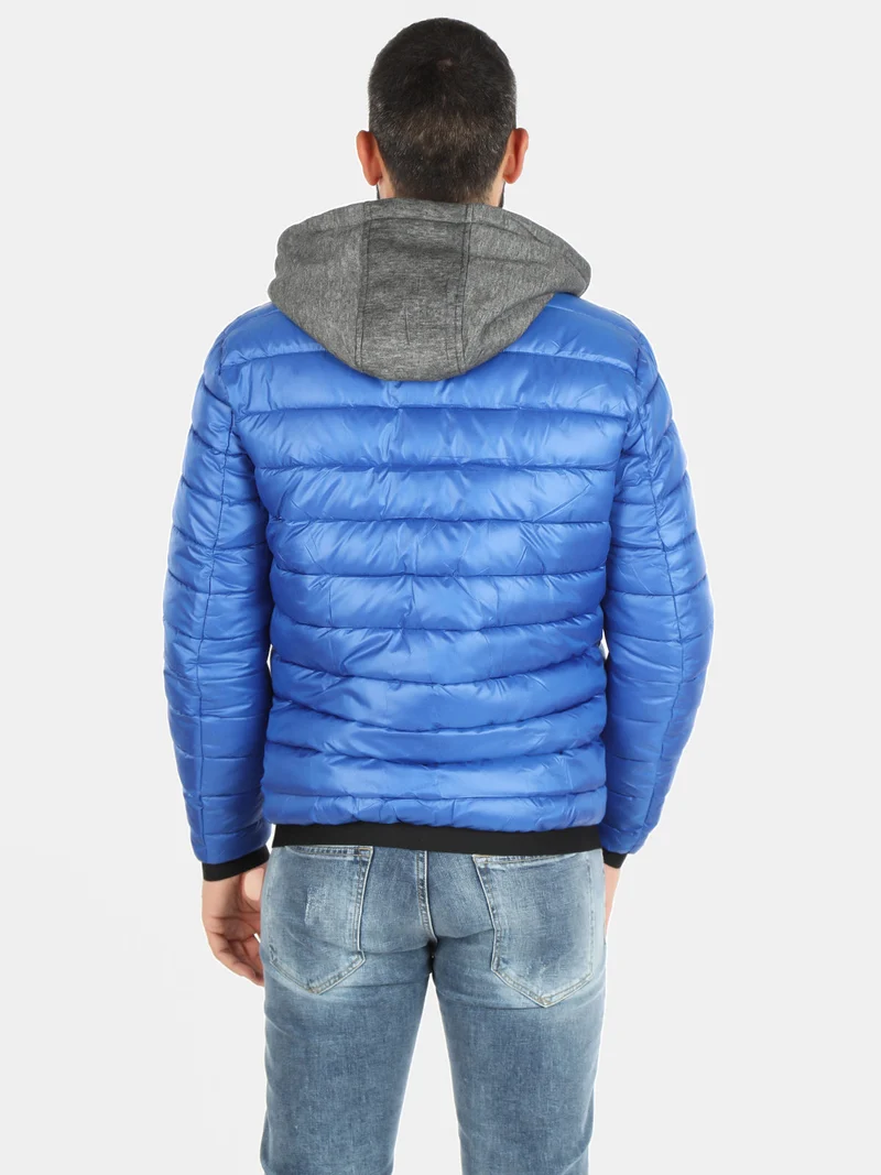 Giubbotto uomo imbottito con cappuccio - bluette