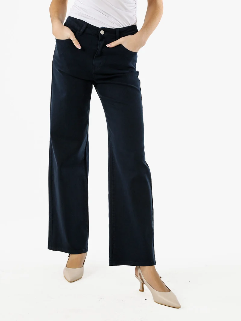 Pantaloni donna jeans a gamba larga - blu scuro