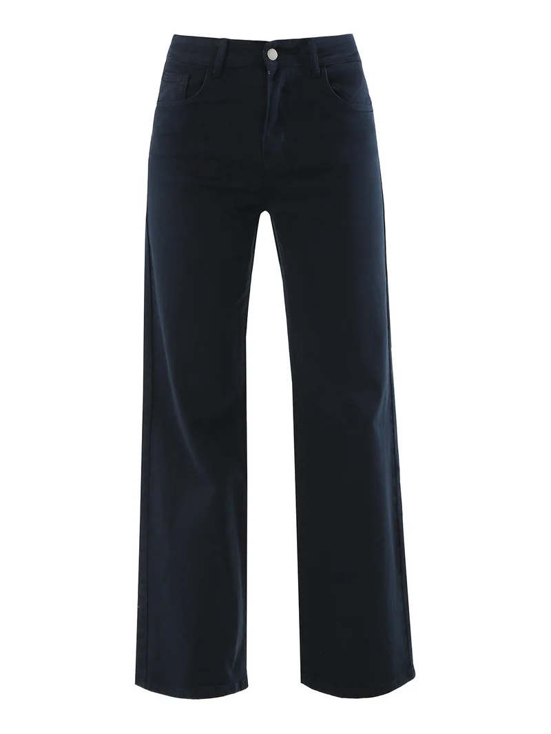 Pantaloni donna jeans a gamba larga - blu scuro