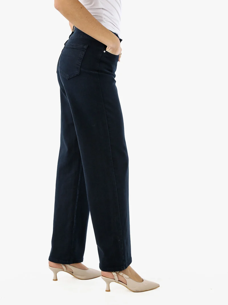 Pantaloni donna jeans a gamba larga - blu scuro